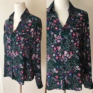 Express Floral Button Down Blouse